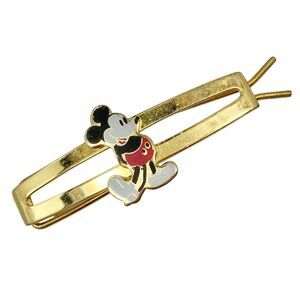 Vintage Disney Mickey Mouse Hair Barrette Gold Tone 90's Girls Womens Signed